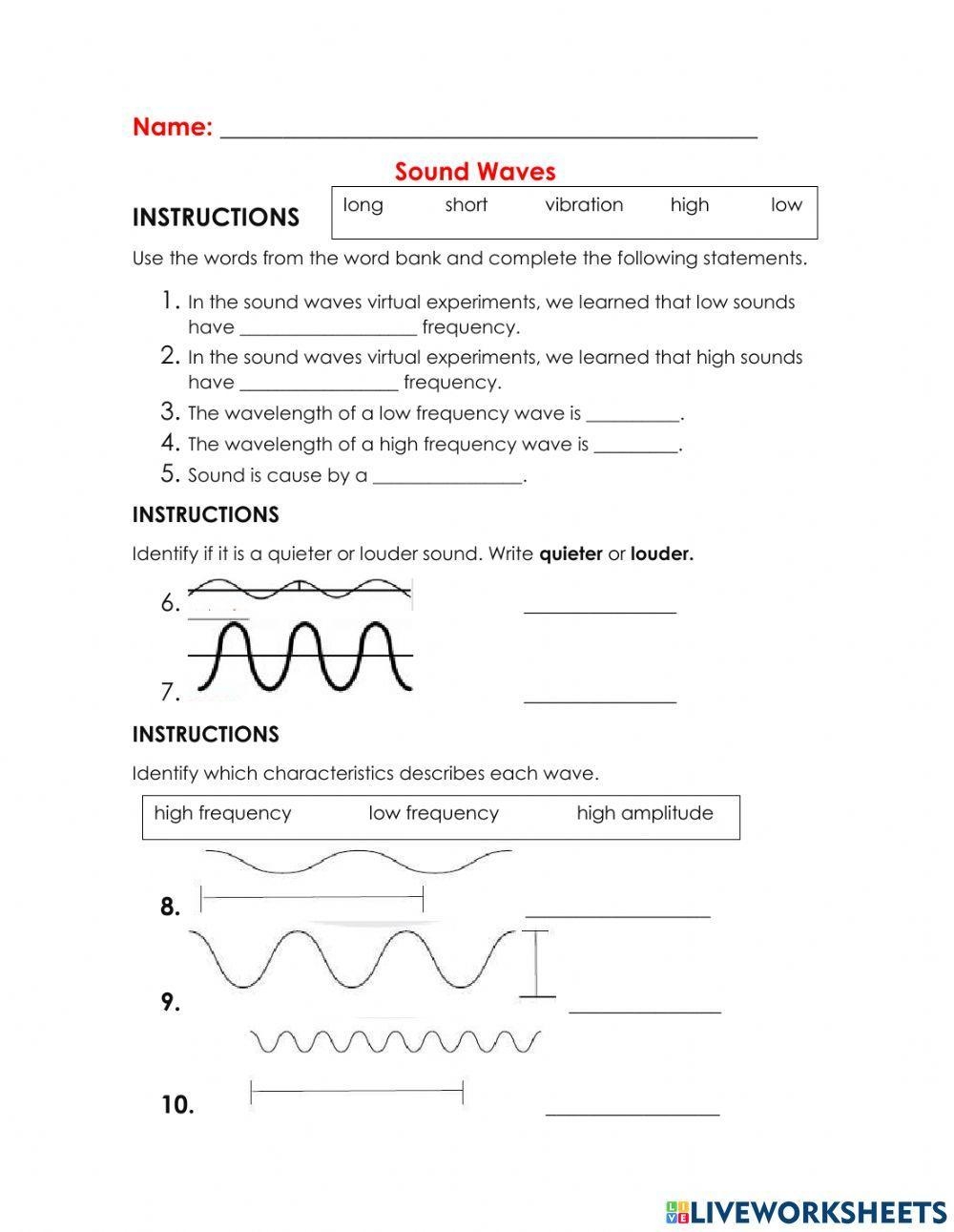 waves worksheet