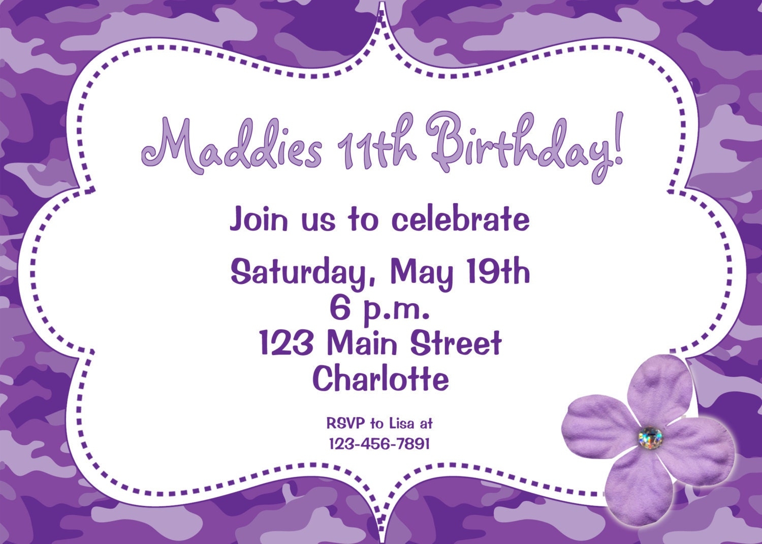 purple birthday invitations template
