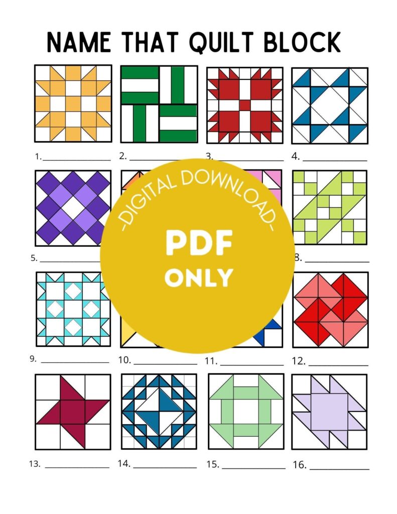 QUILT GAME Name That Quilt Block Instant Digital Download Printable