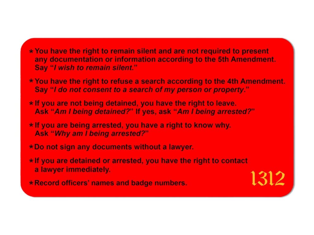 quot KNOW YOUR RIGHTS quot CARD DEATHBYSHEEP RECORDS