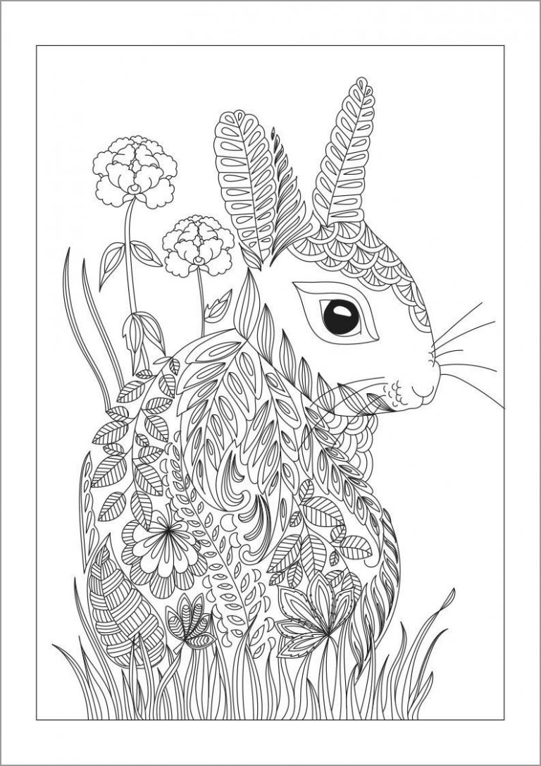 Rabbit Coloring Page For Adult ColoringBay