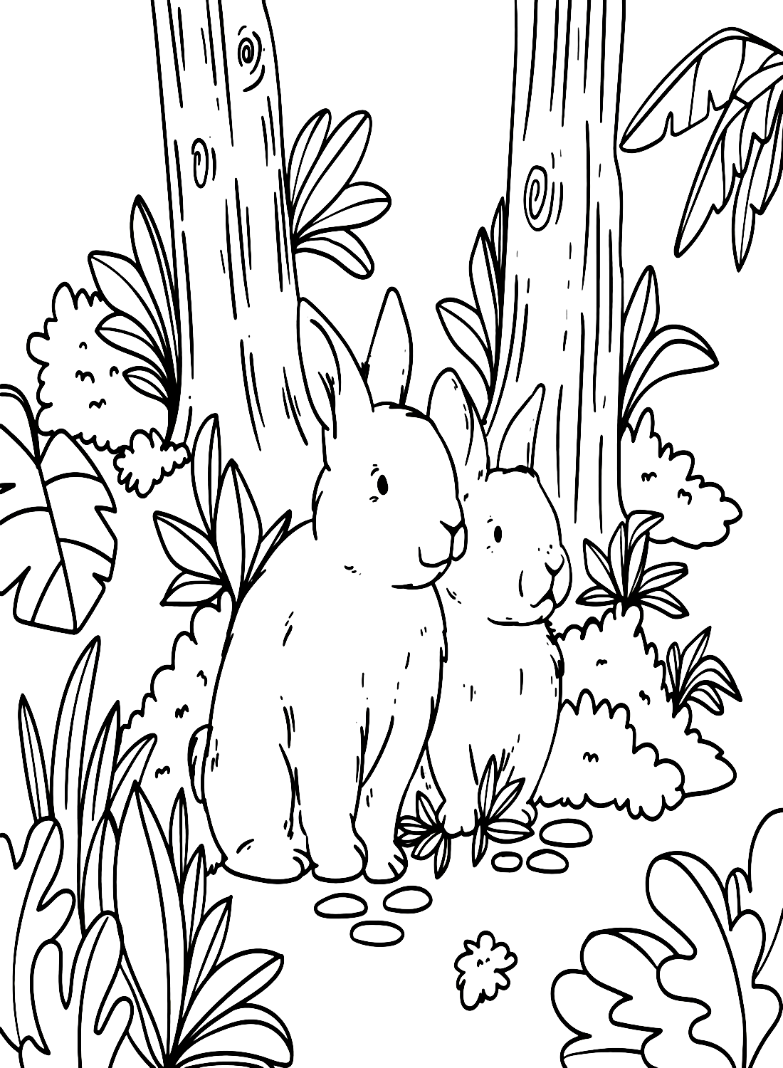 Rabbits Coloring Page Free Printable Coloring Pages