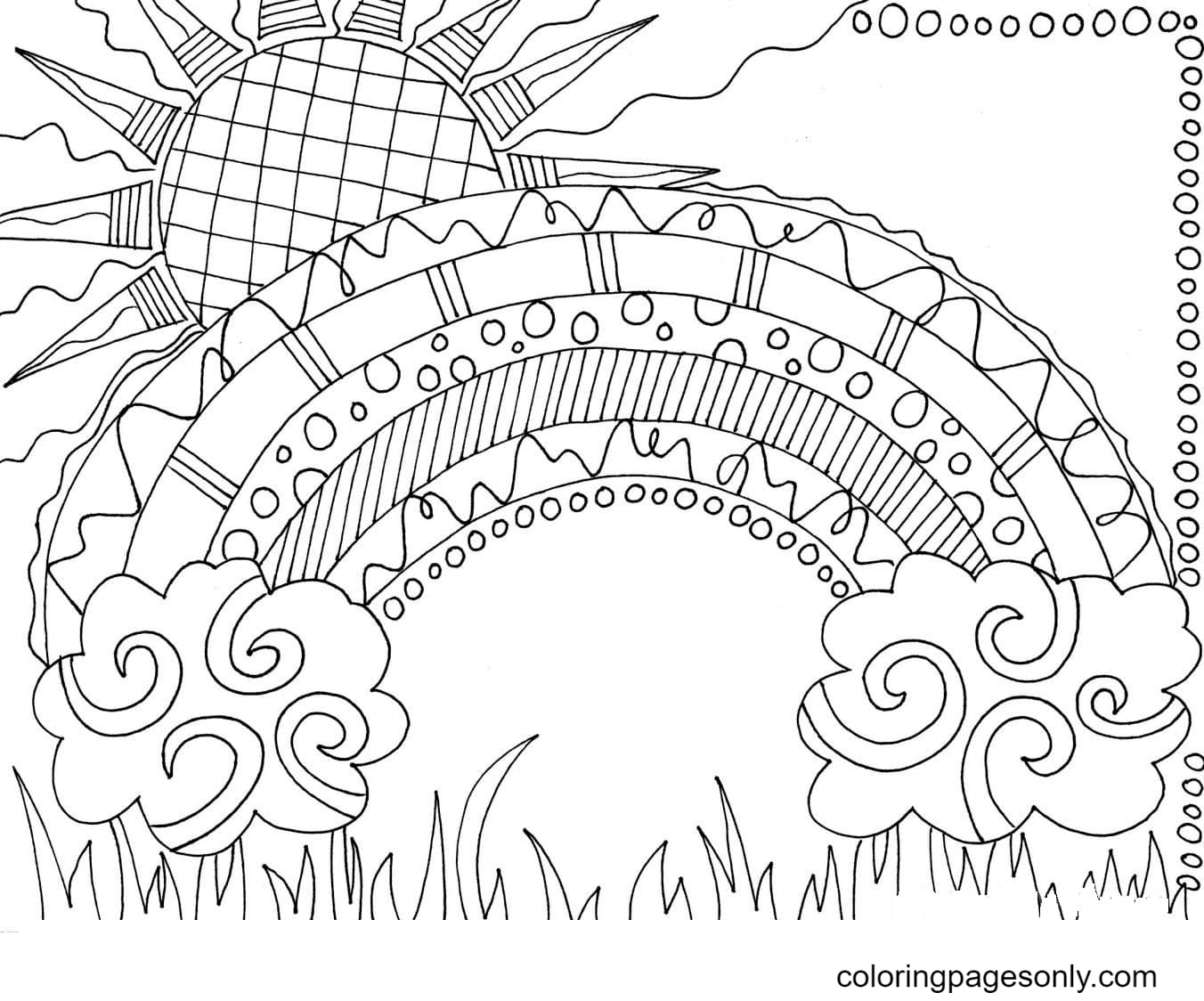 Rainbow With Patterns Coloring Page Free Printable Coloring Pages