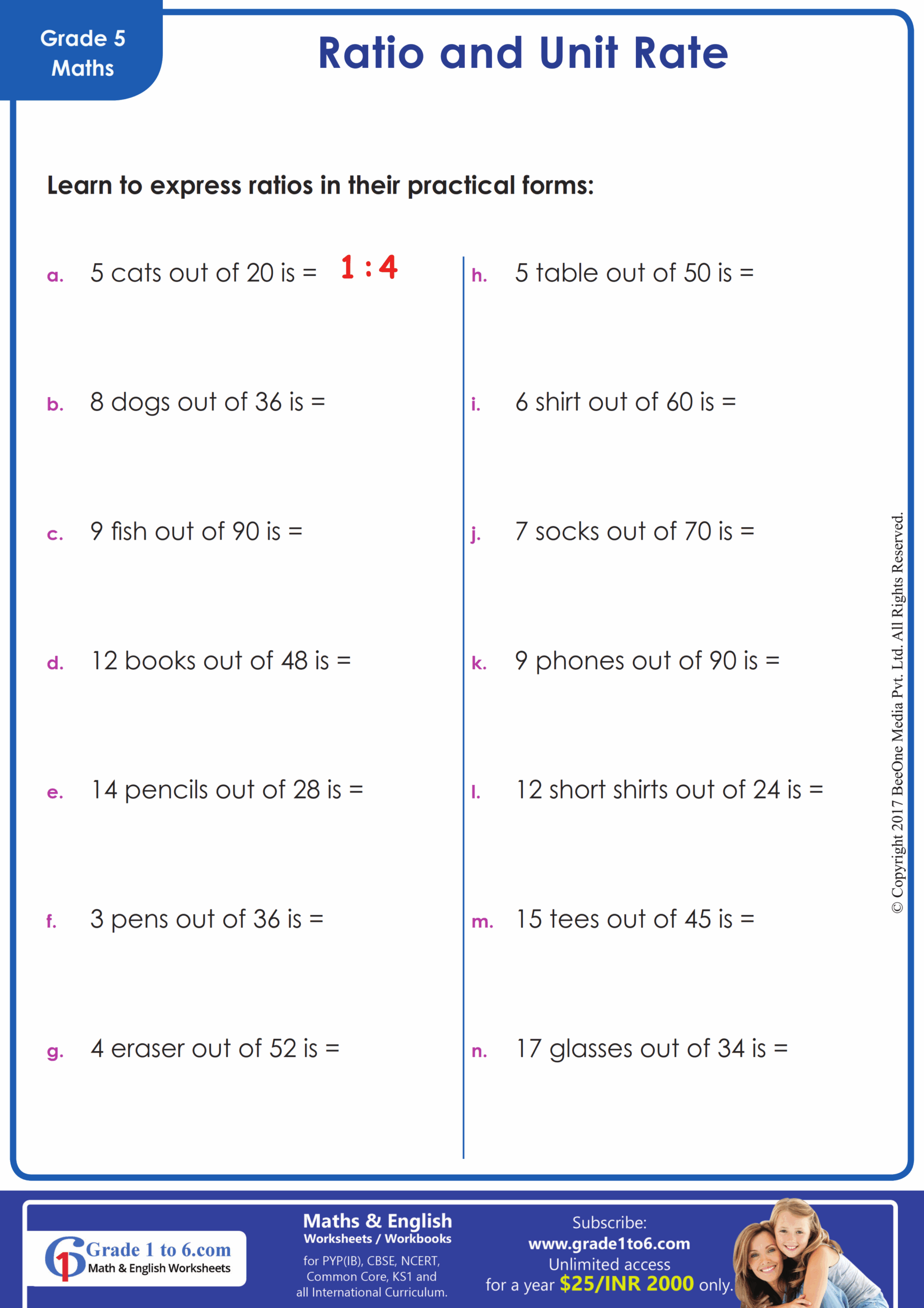 Ratio Worksheets Worksheets Library