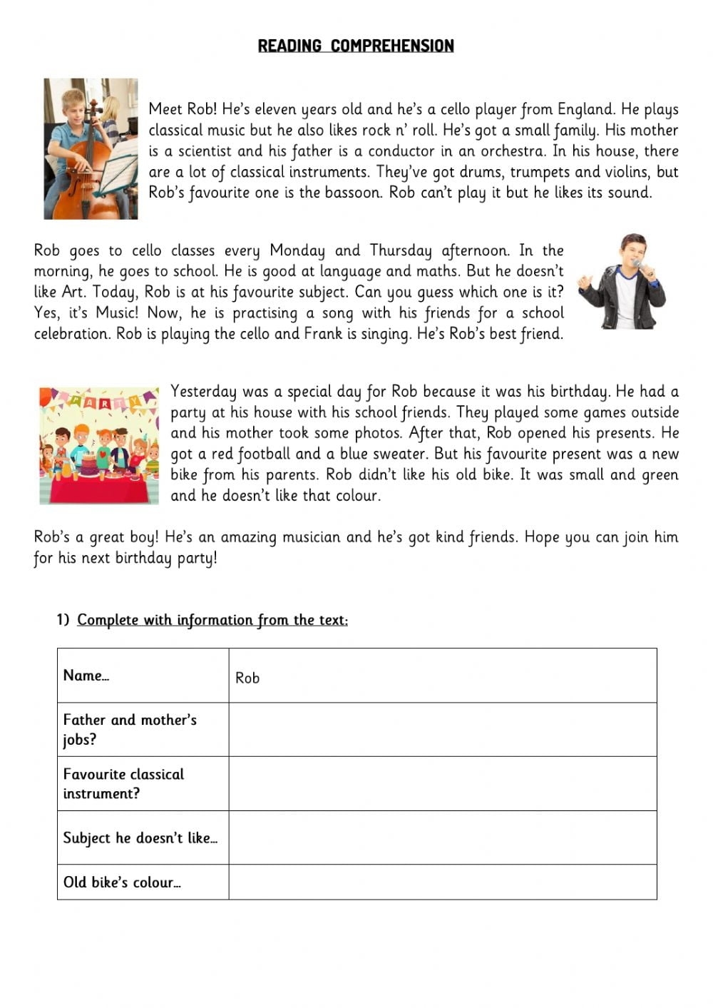 Reading Comprehension Worksheets For 4th Graders Reading Worksheet 