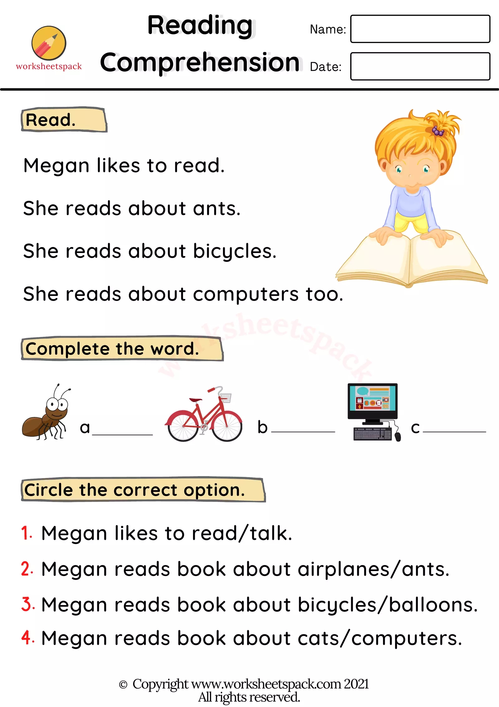 Reading Comprehension Worksheetspack Worksheets Library