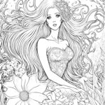 Realistic Beautiful Mermaid Free Coloring Page Mermaid Coloring
