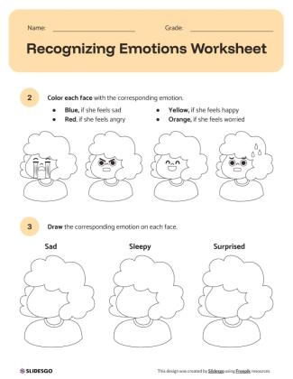 Recognizing Emotions Worksheet Template