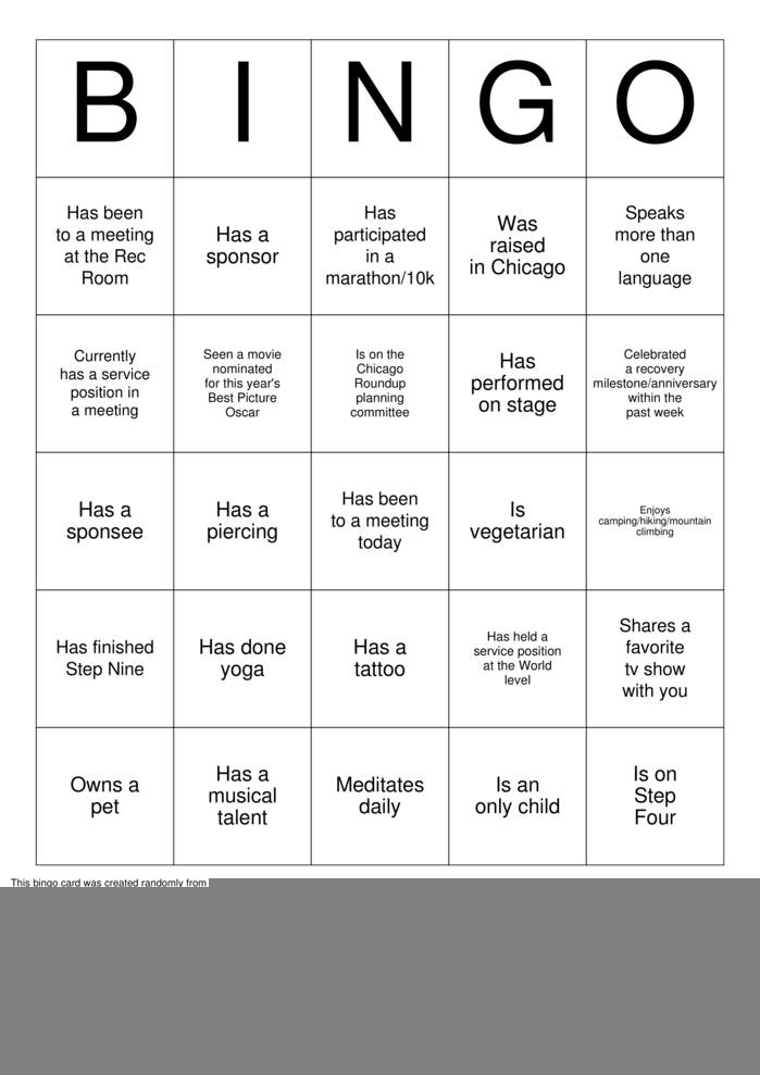 Recovery Bingo Cards To Download Print And Customize NewFreePrintable