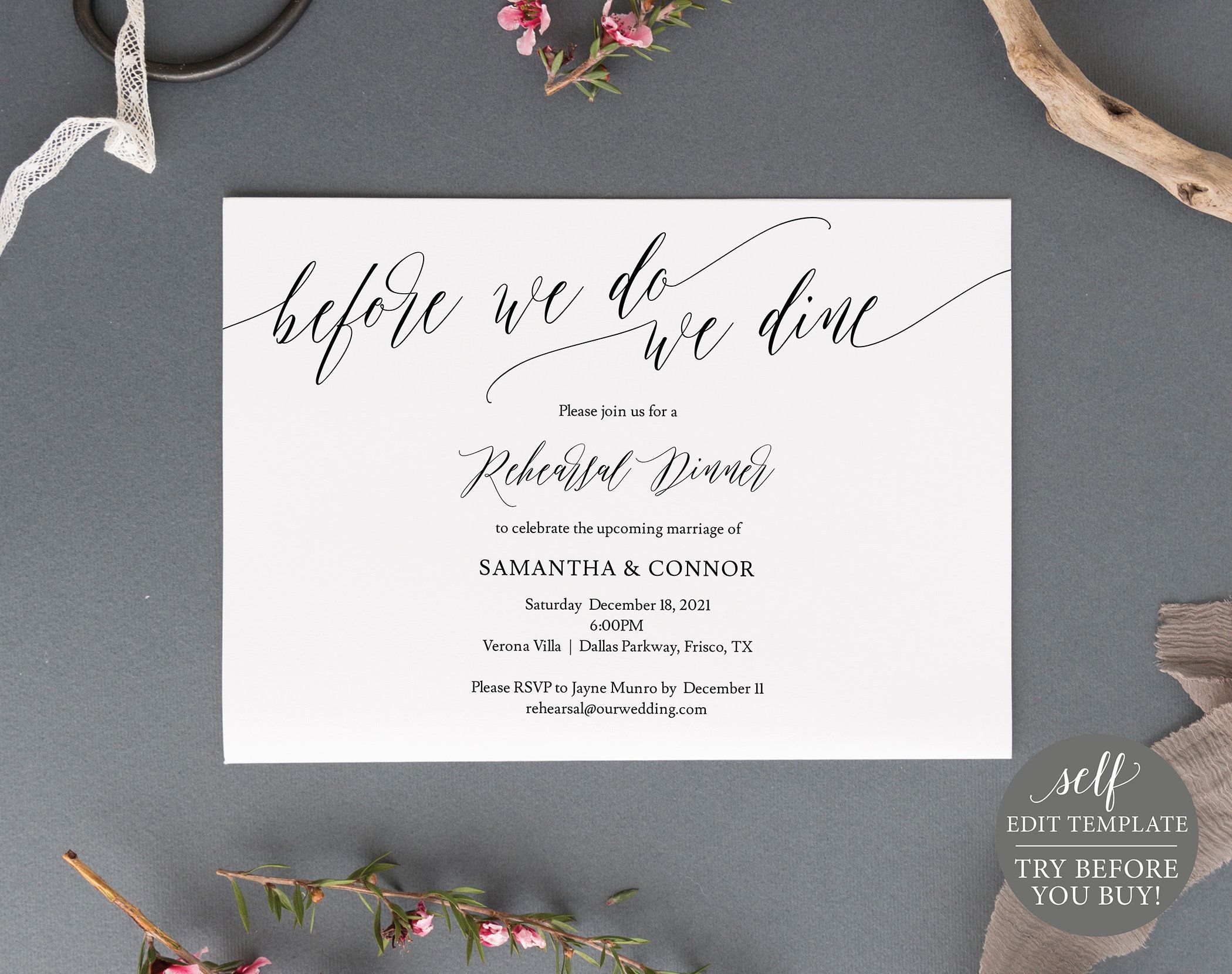 Rehearsal Dinner Invite Template