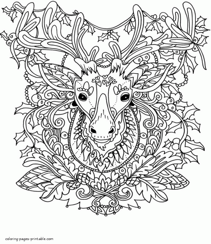 Reindeer Adult Coloring Christmas Pages COLORING PAGES PRINTABLE COM