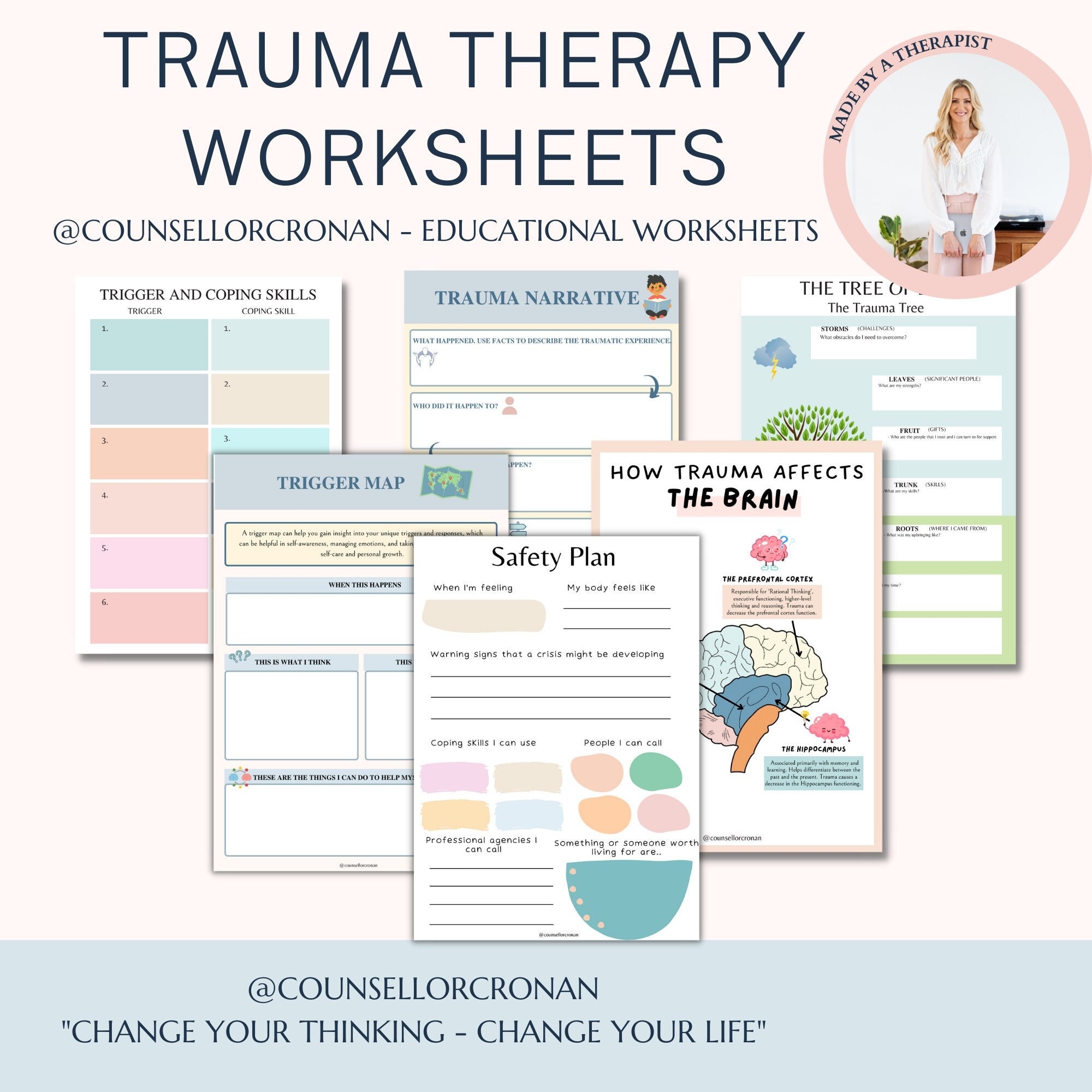Resilience Coping Skills Worksheet Trauma Stress Management PTSD 