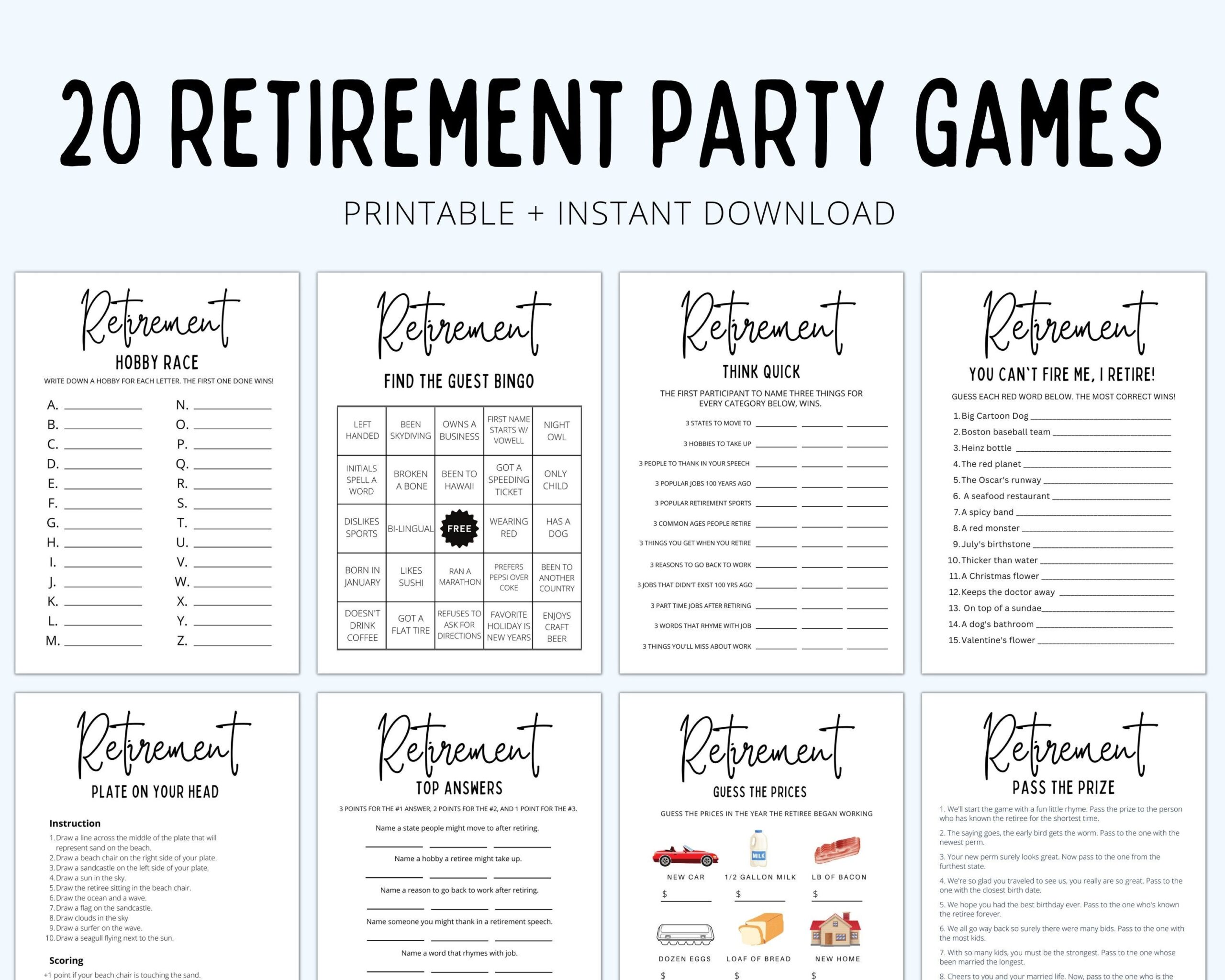 Retirement Party Games Retirement Games Retirement Games Printable 