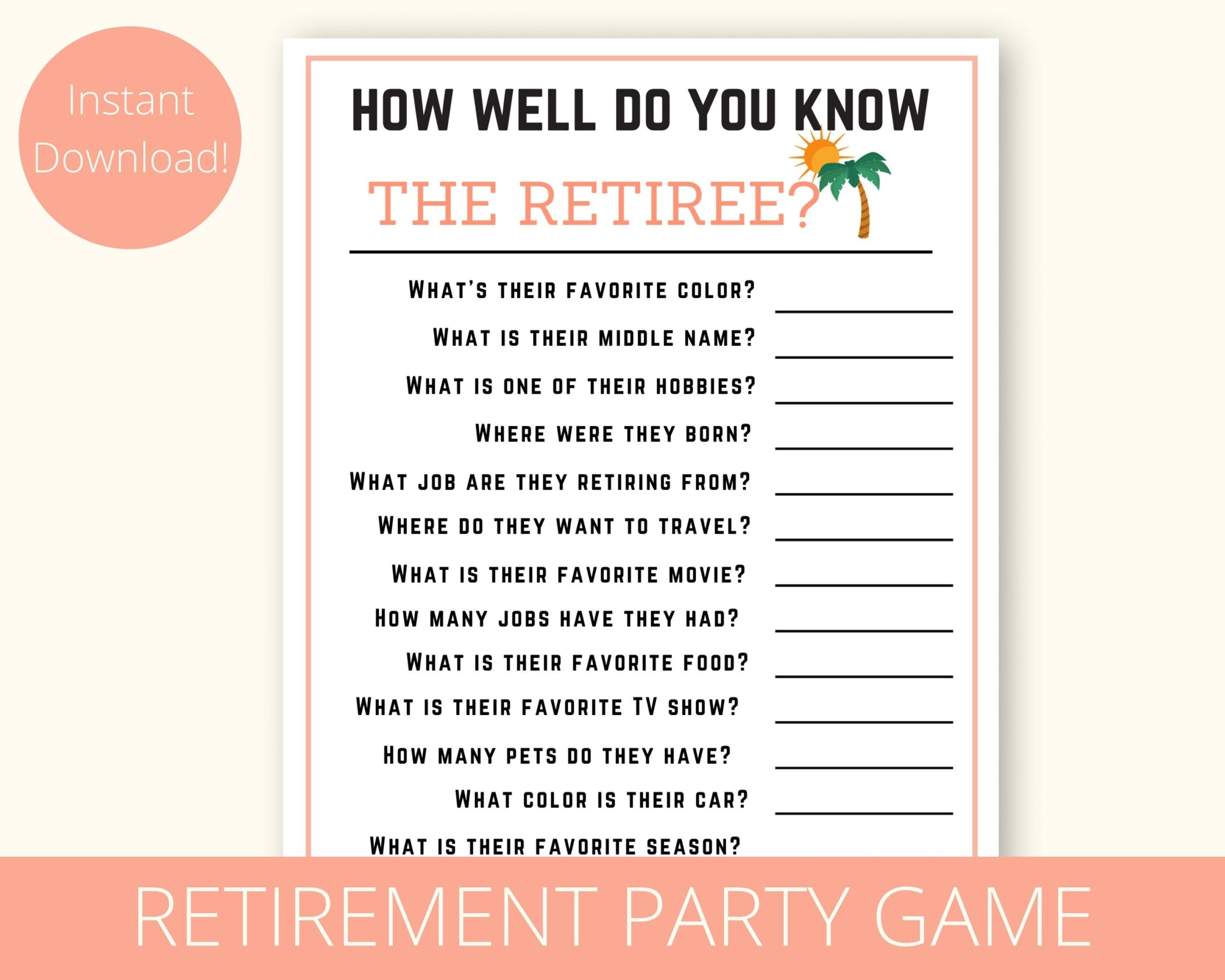 Retirement Party Games Retirement Party Game Printable Retirement 