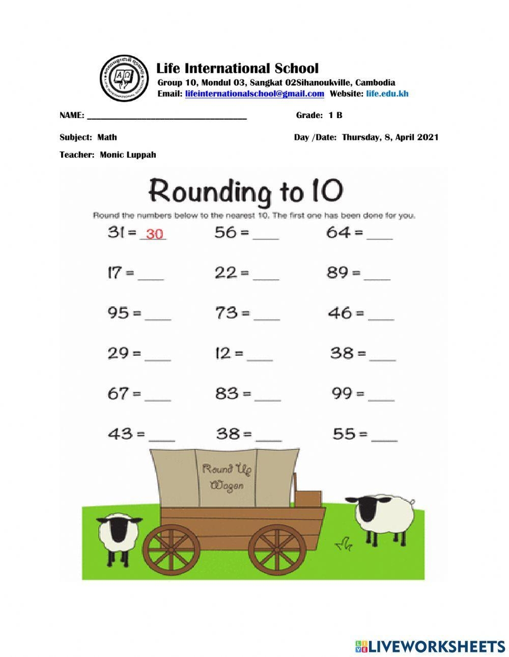 Rounding Nearest Ten Worksheets Library