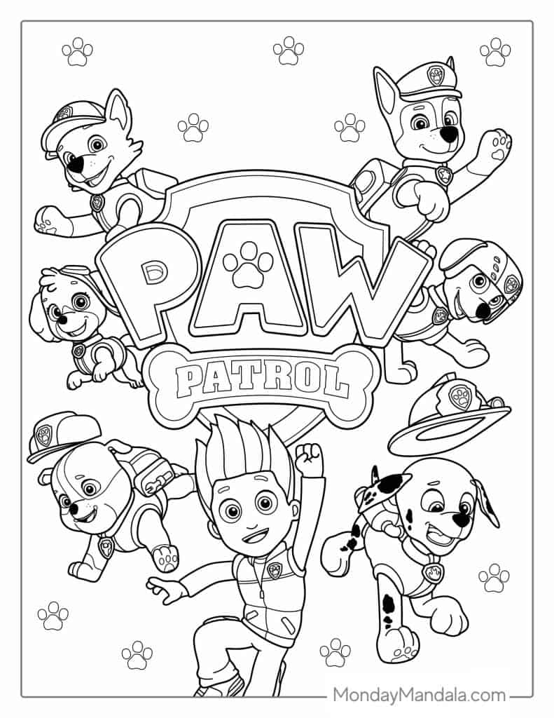 free paw patrol coloring page
