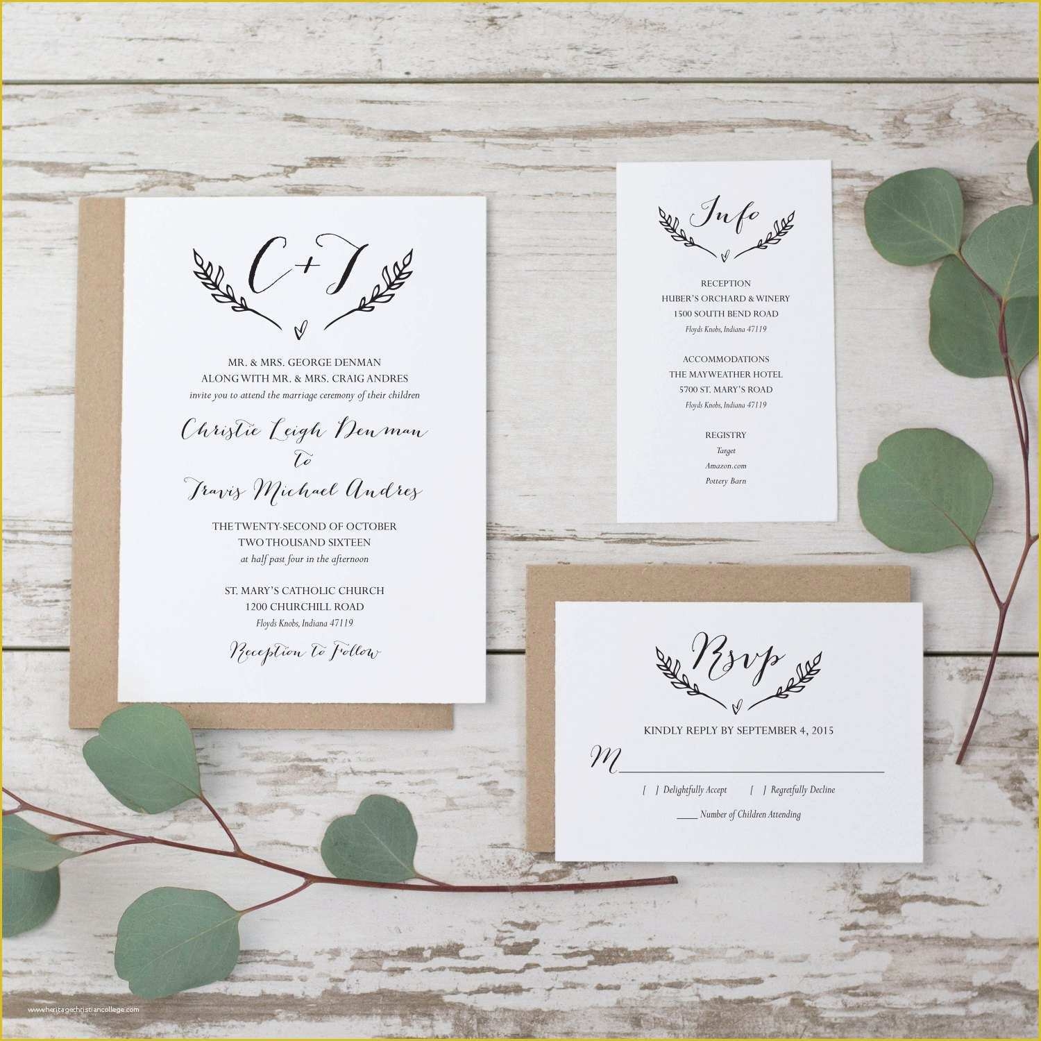 rustic wedding invitation templates