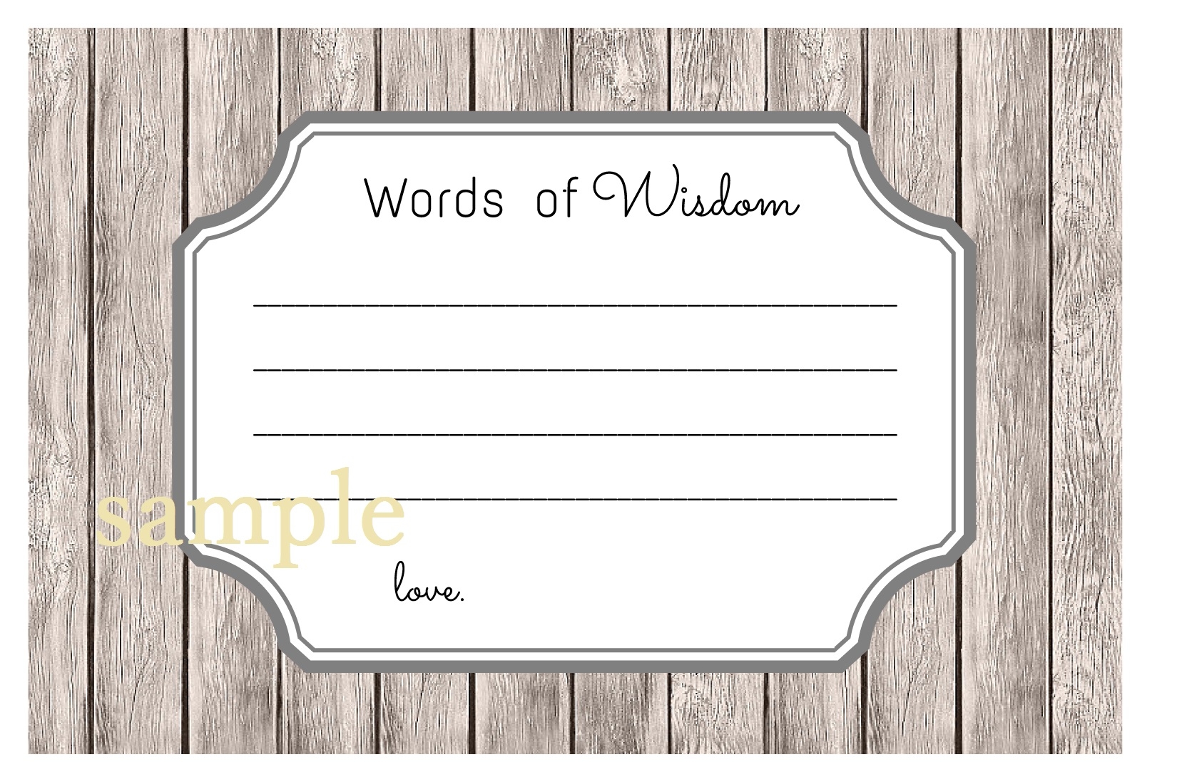 Rustic Words Of Wisdom Cards Advice Cards Magical Printable