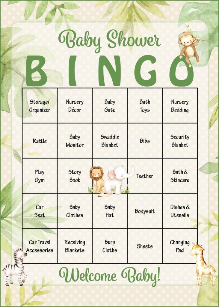 Safari Baby Shower Baby Bingo Cards Printable Download Baby