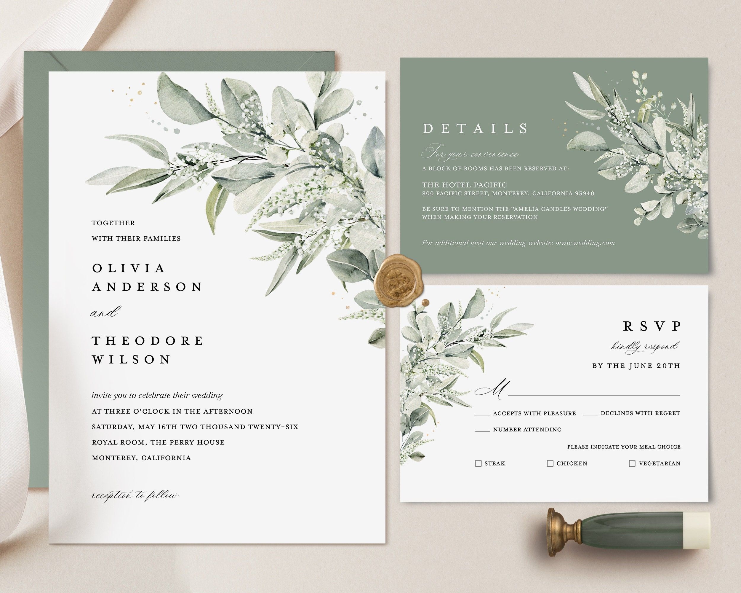 sage green invitation template