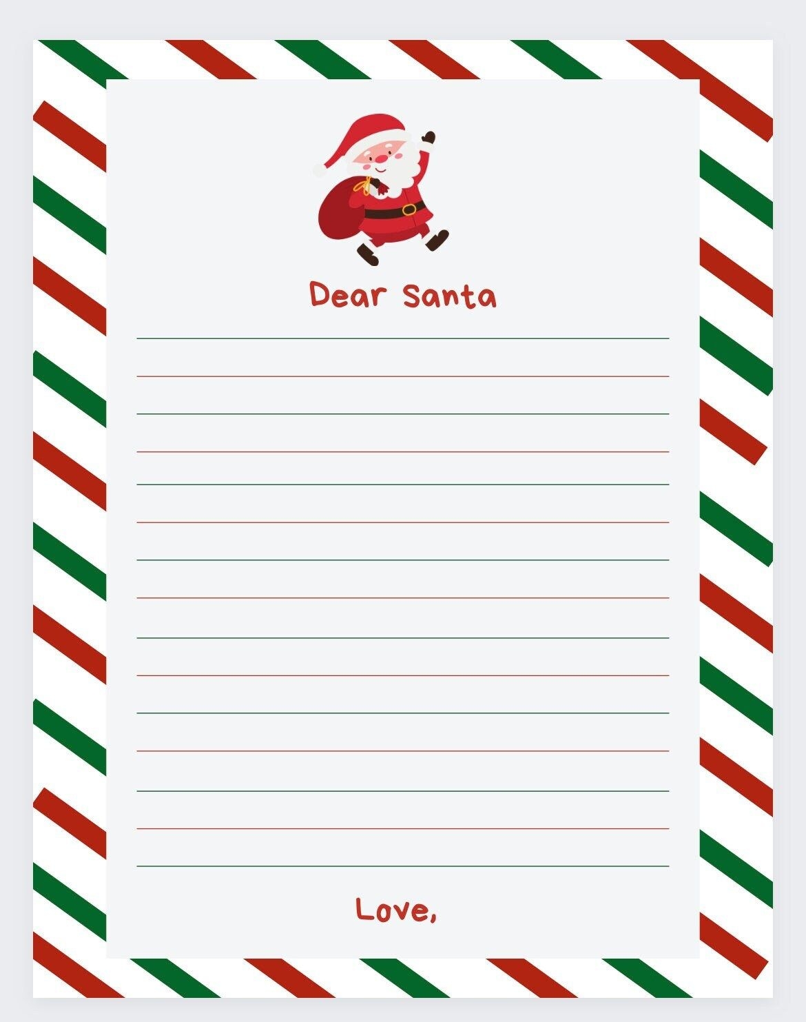 Santa Letter PDF Printable Etsy Canada Santa Letter Stationery 