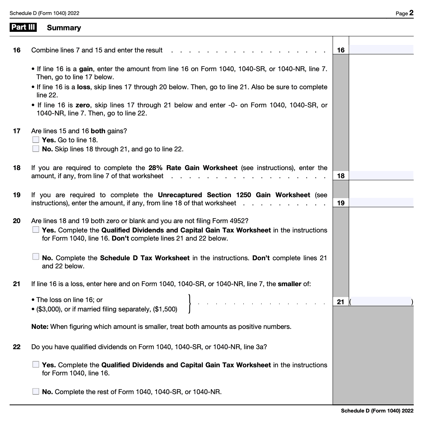 Schedule D Form 1040 Report Capital Gains Losses 2024