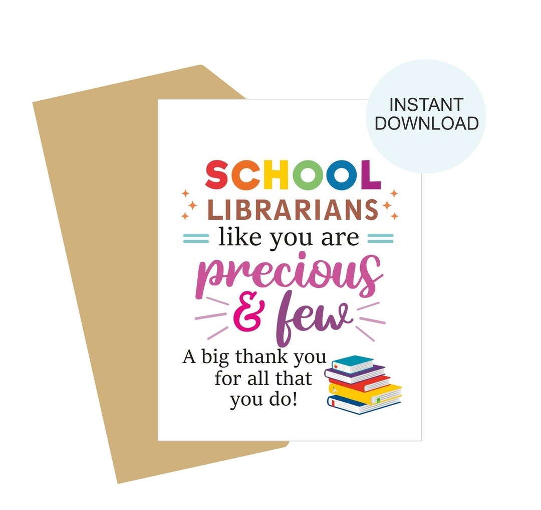 School Librarian Card Printable School Librarian Appreciation Card 