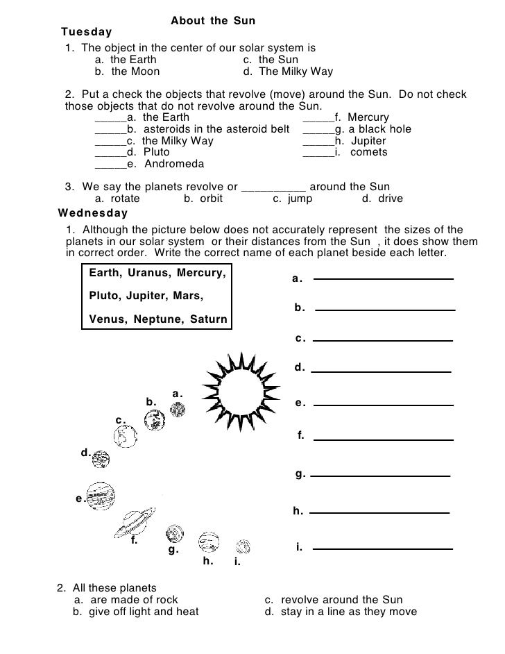Science Worksheets For Grade 5 Solar System Scienceworksheets