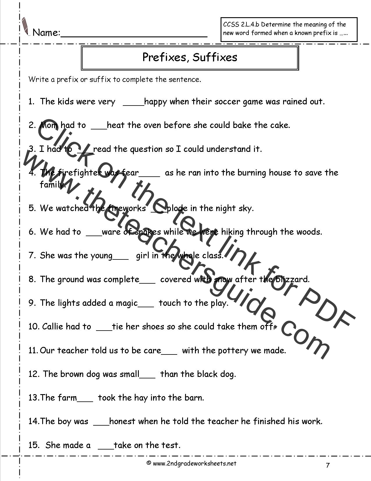 prefixes worksheets