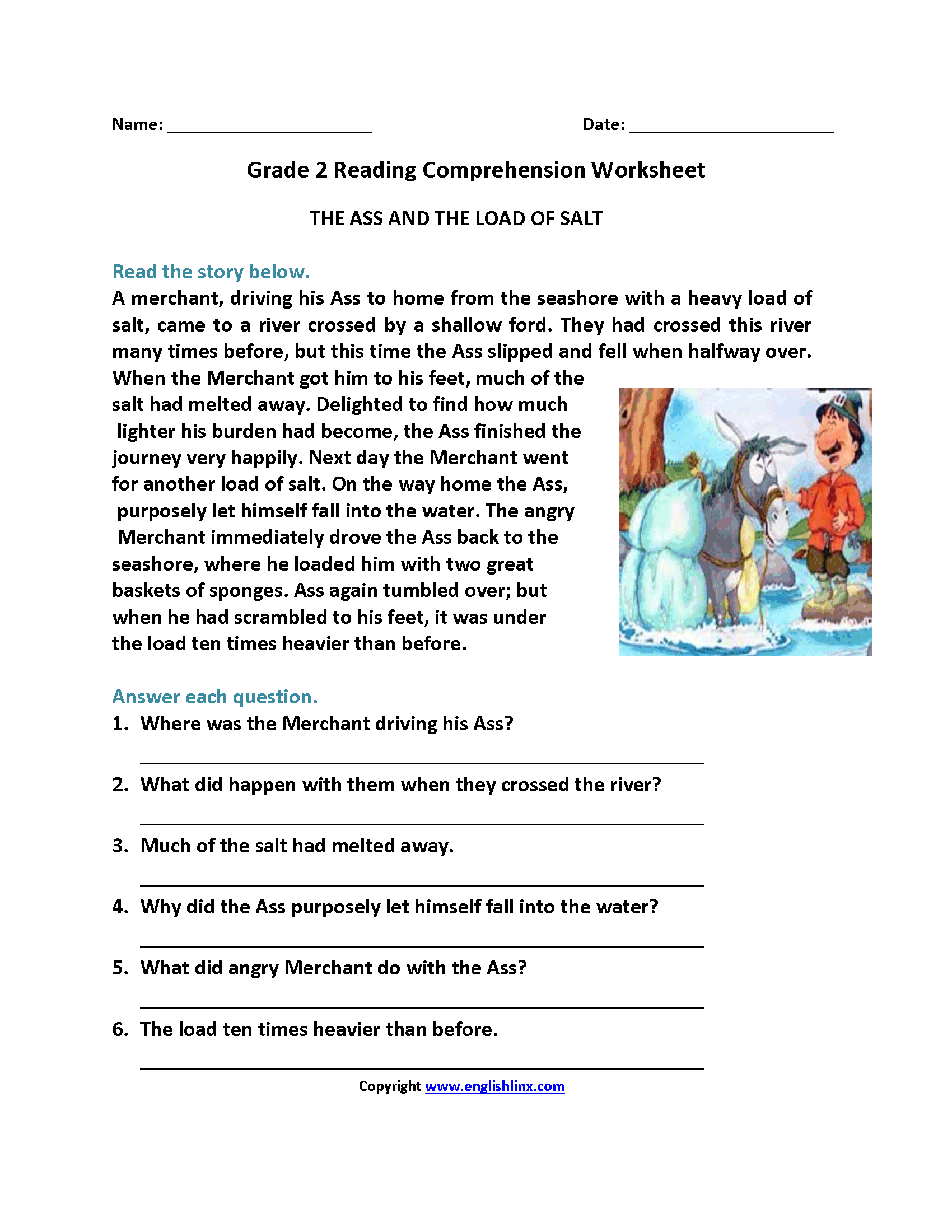 Second Grade Reading Comprehension Printable Worksheets Printable 