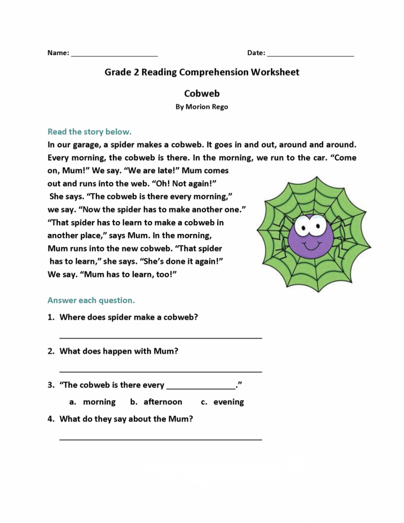 second grade reading worksheets