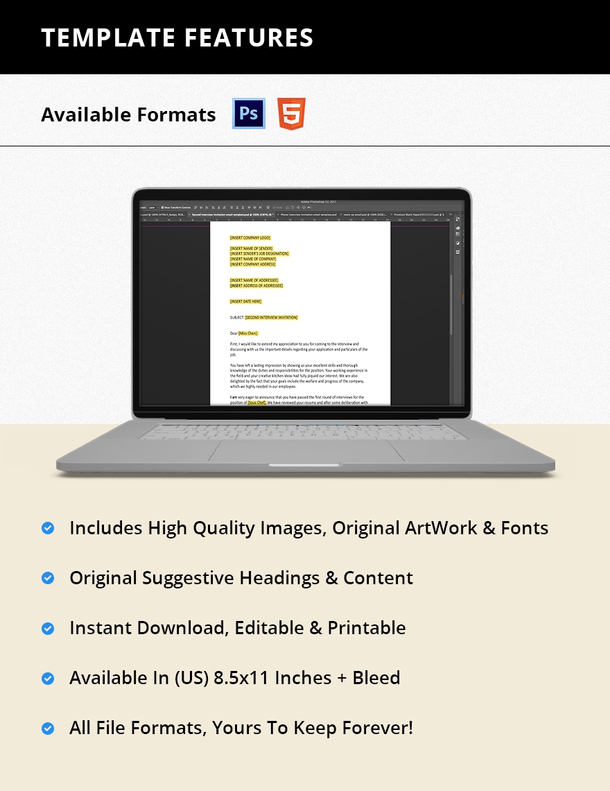 Second Interview Invitation Email Template In HTML5 PSD Download 
