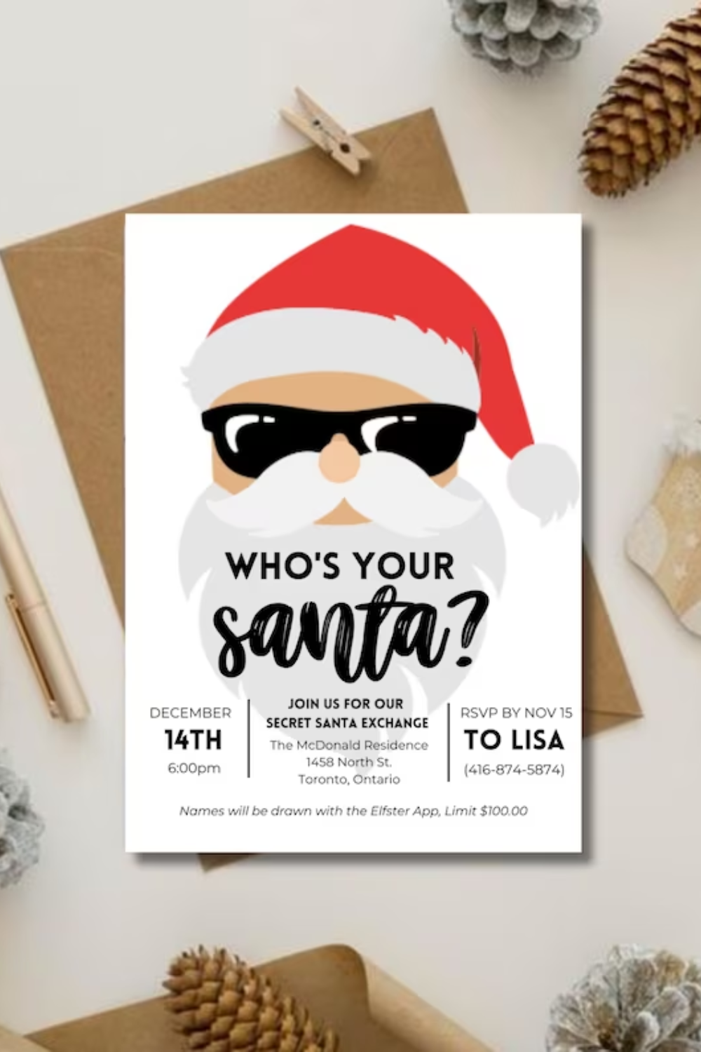 Secret Santa Invitation Kris Kringle Gift Exchange Digital Etsy
