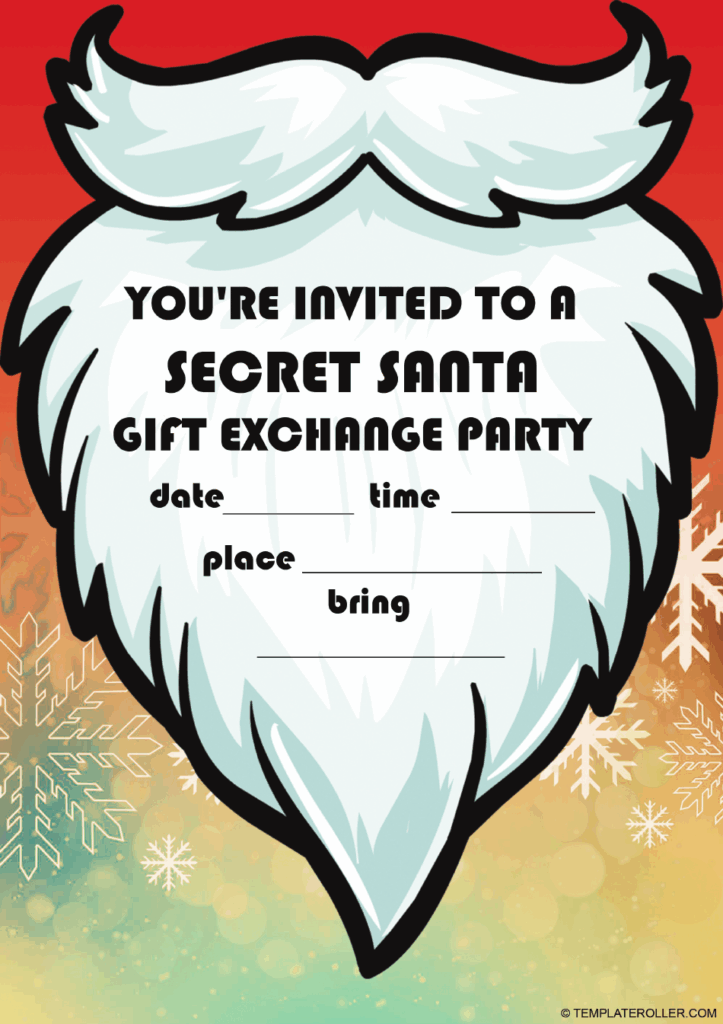Secret Santa Invitation Template Download Printable PDF Templateroller