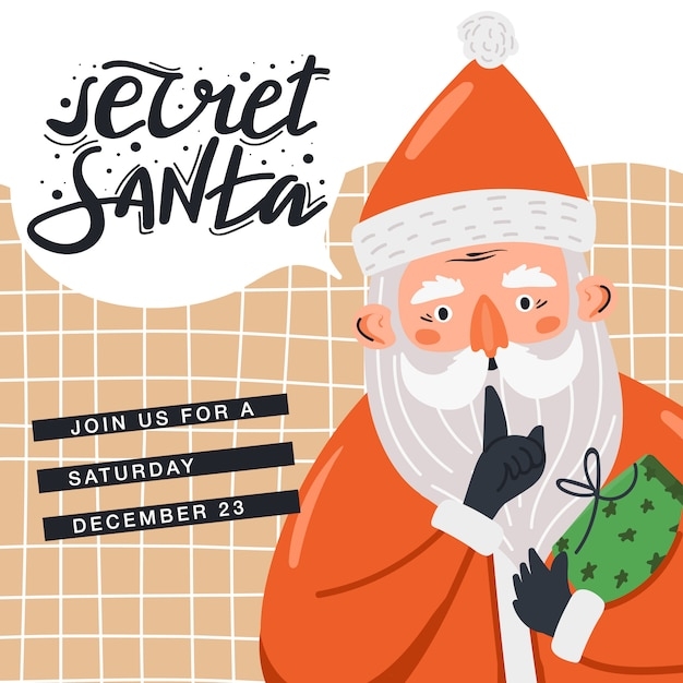 Secret Santa Invitation Template Premium Vector