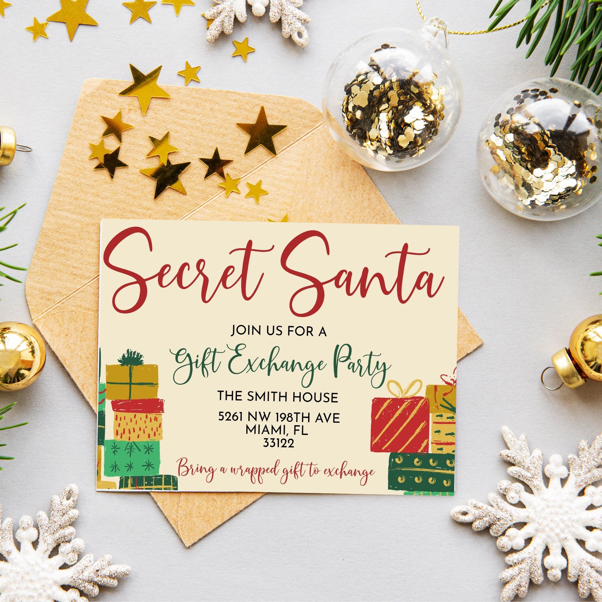 Secret Santa Invitation Template