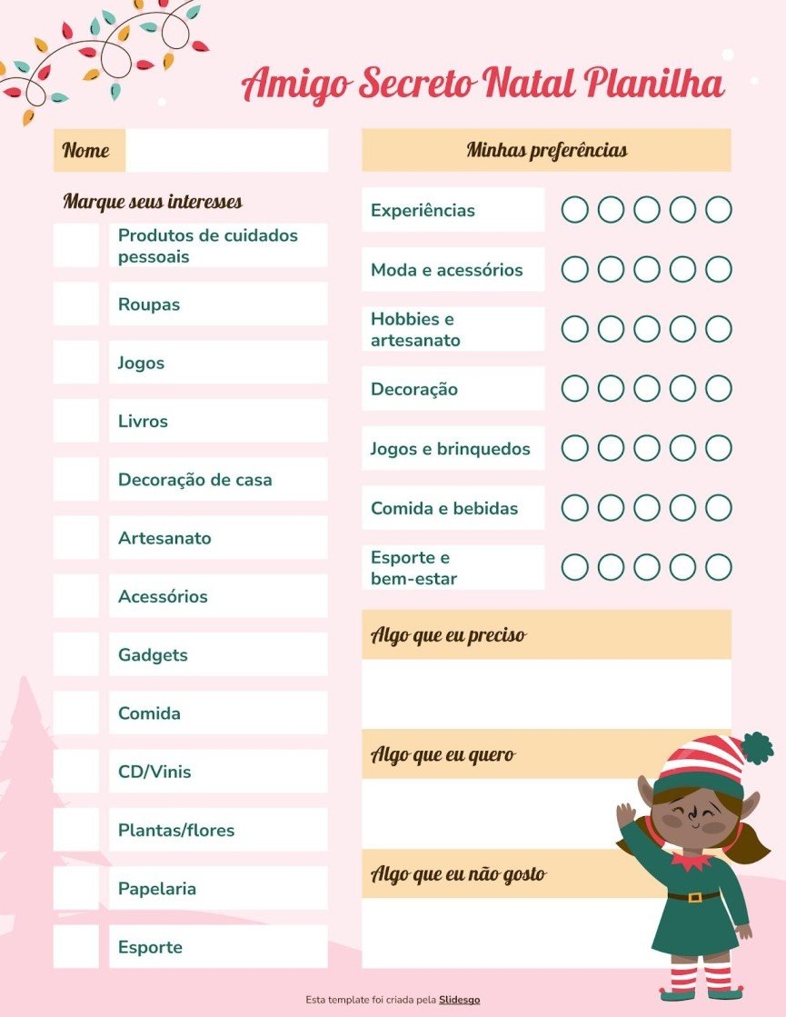 secret santa worksheet