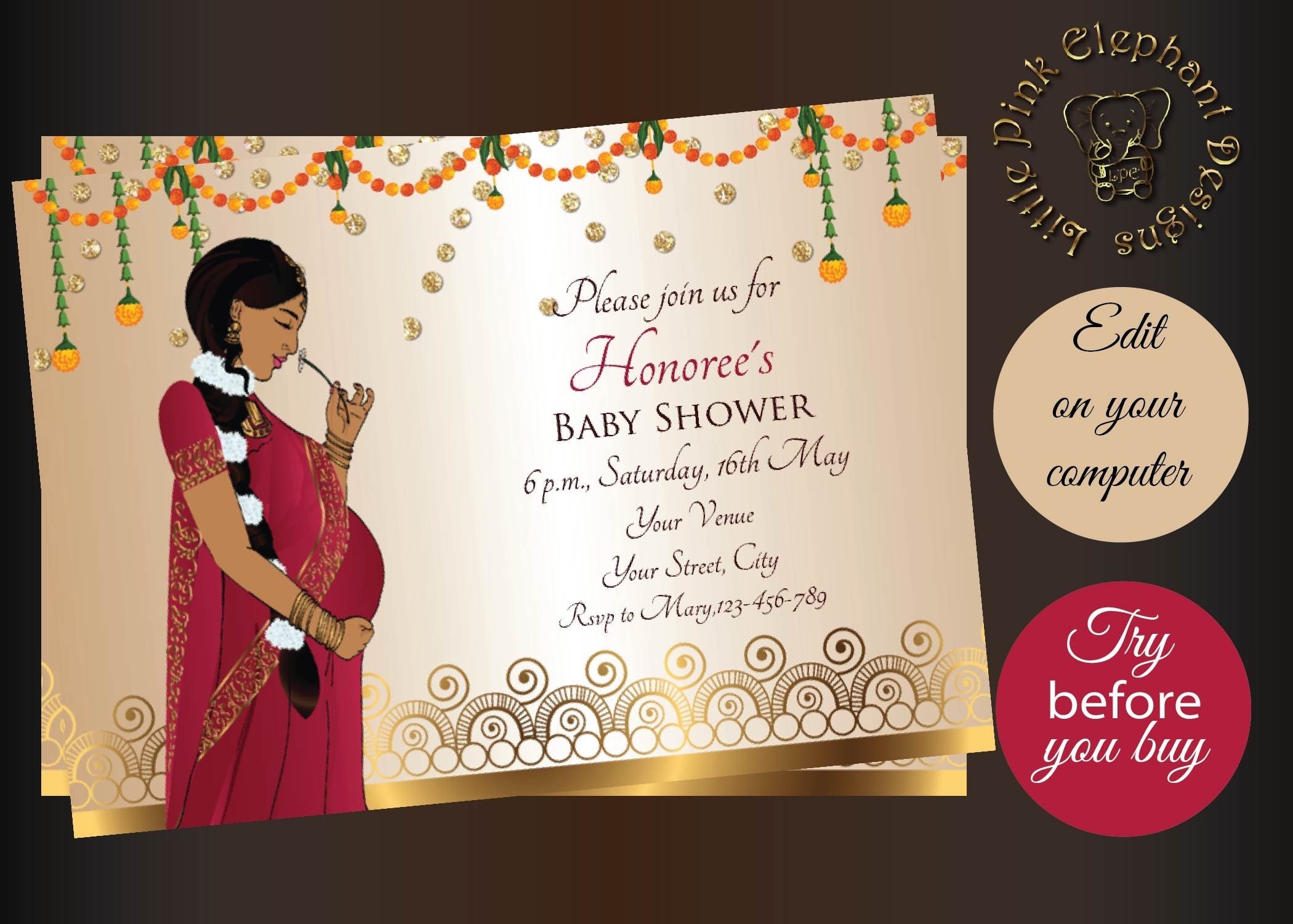 Seemantham Invite Template