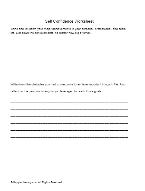 Self Confidence Worksheet HappierTHERAPY