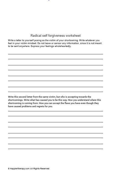 Self forgiveness In Recovery Worksheet HappierTHERAPY Worksheets 