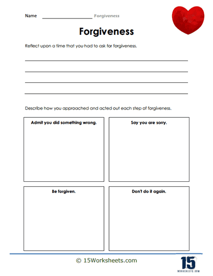 self forgiveness worksheet