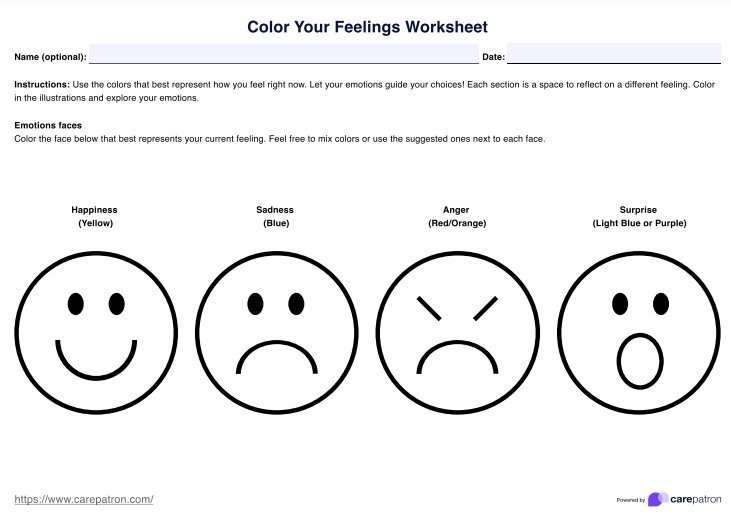Self Worth Worksheet Example Free PDF Download