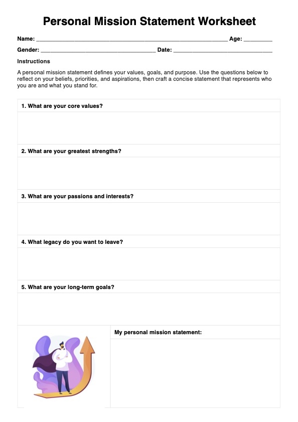 Self Worth Worksheet Example Free PDF Download