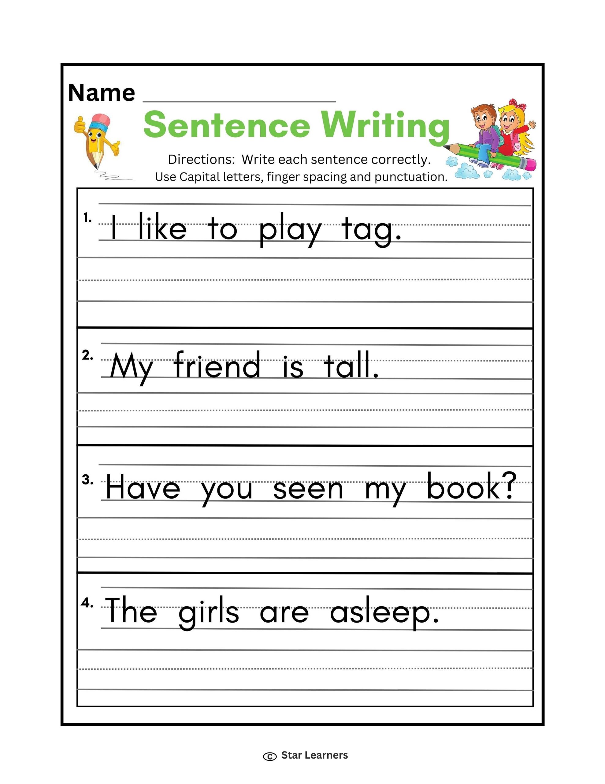 Sentence Writing Fix The Sentence Worksheets Worksheets Library