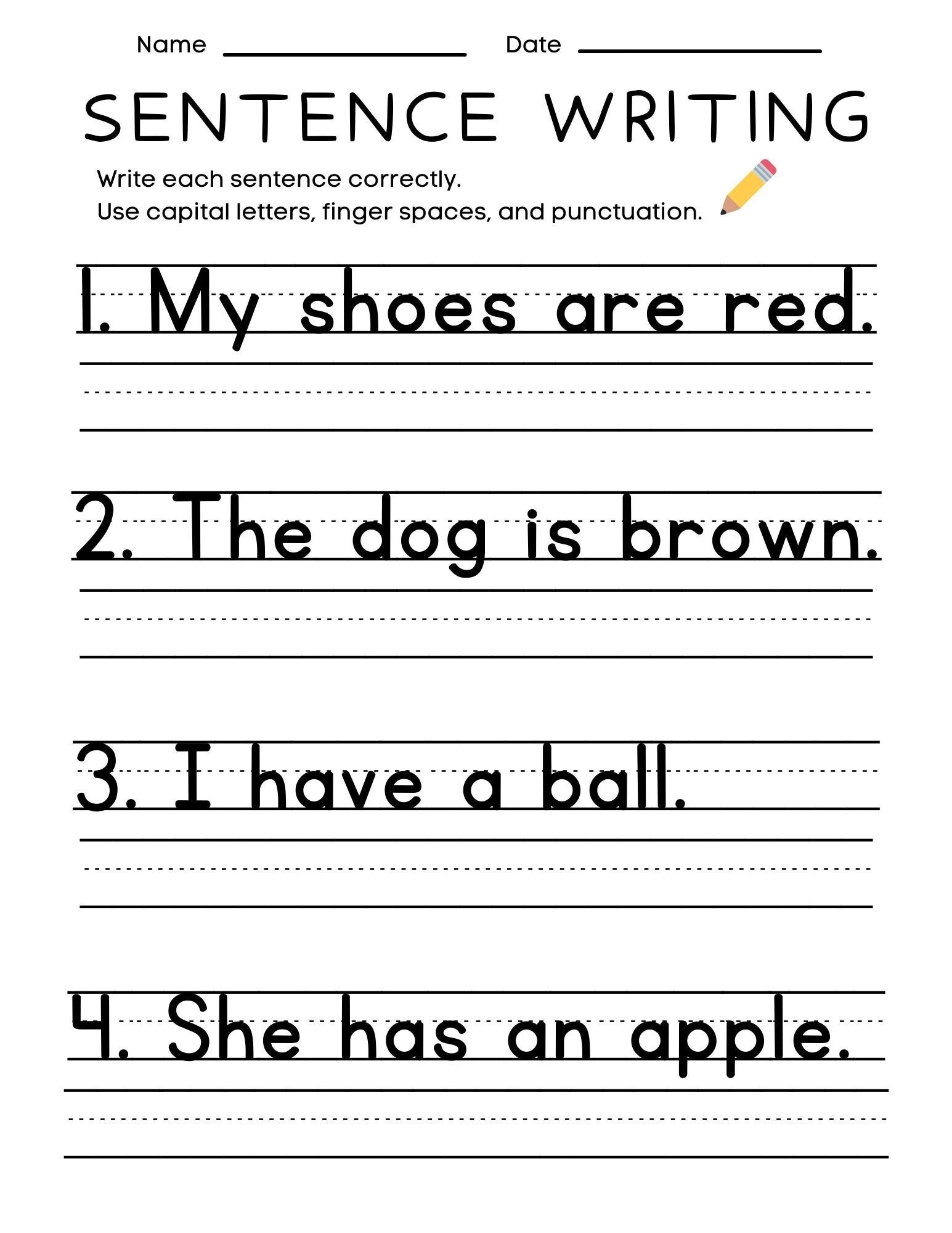 Sentence Writing Worksheets For Kindergarten Kindergarten Worksheets
