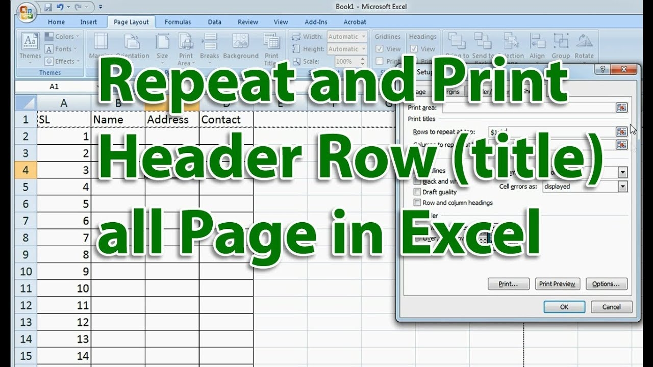 Set Row 3 As Print Titles For The Worksheet
