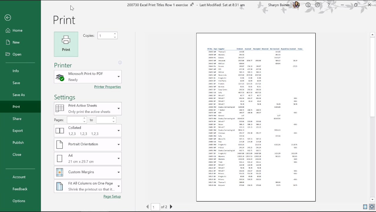 Set Row 3 As Print Titles For The Worksheet