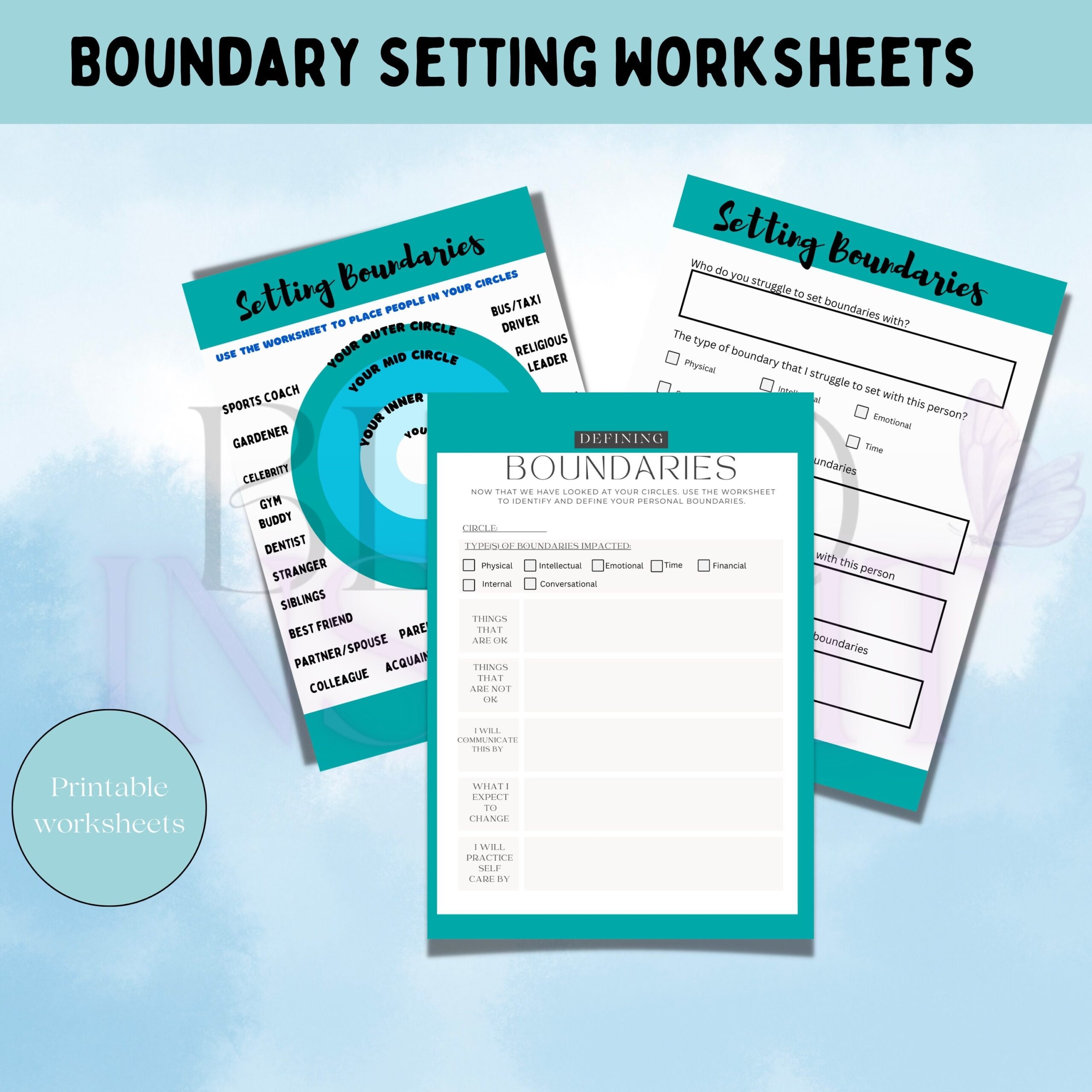 Setting Boundaries Worksheets Editable Fillable Printable PDF 