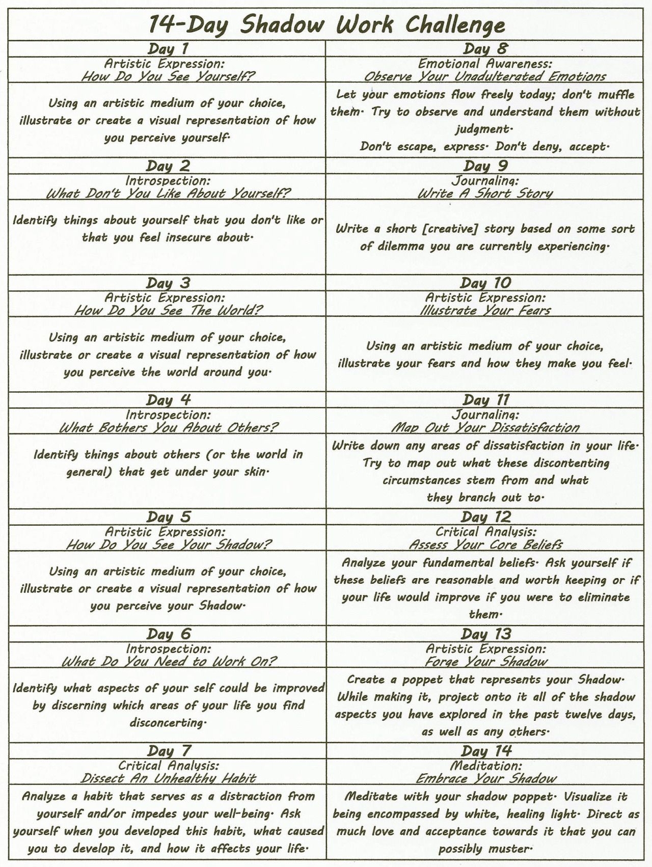 Shadow Work A Printable Worksheet To Help With Self Discovery Style 