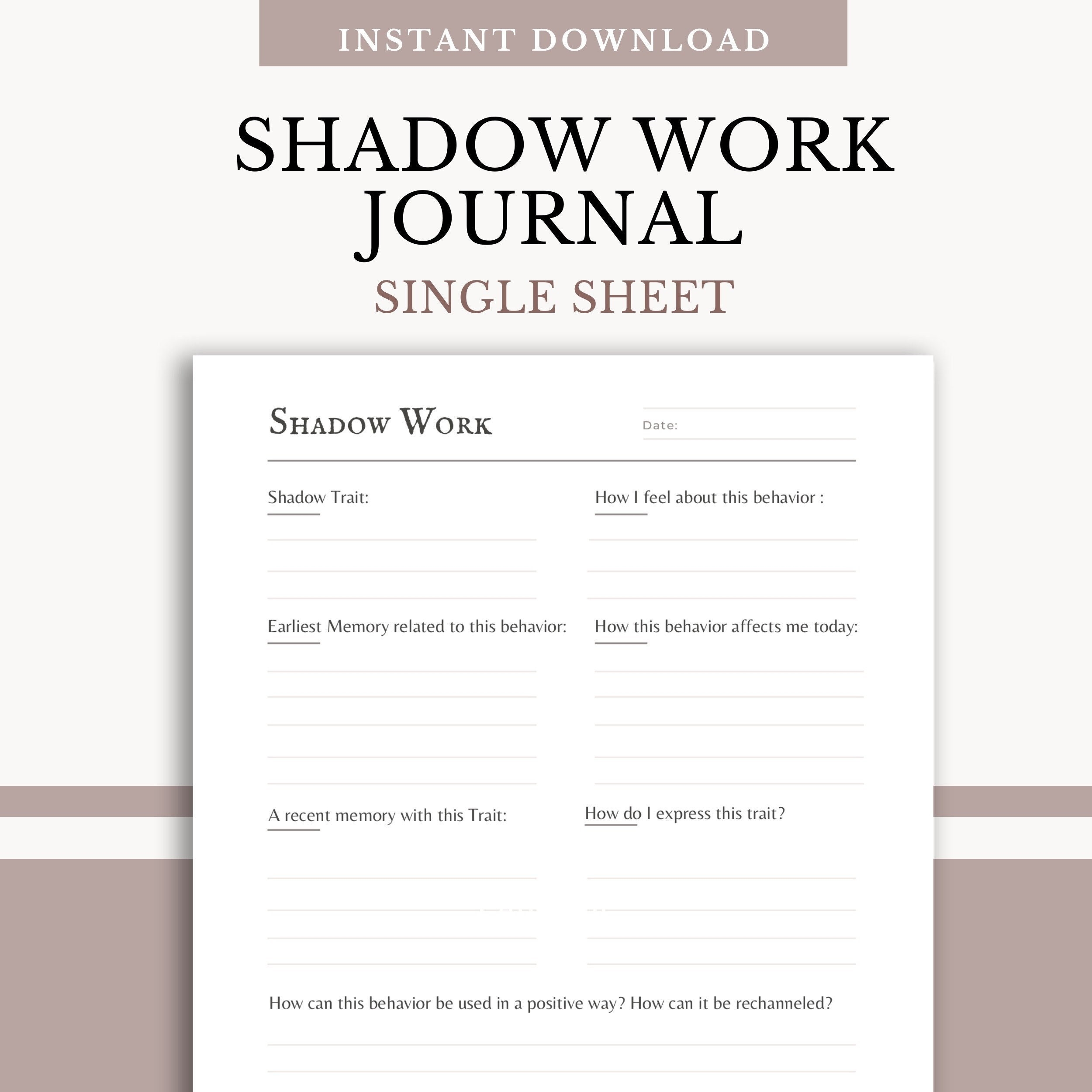 Shadow Work Shadow Work Worksheet Printable Book Of Shadows 